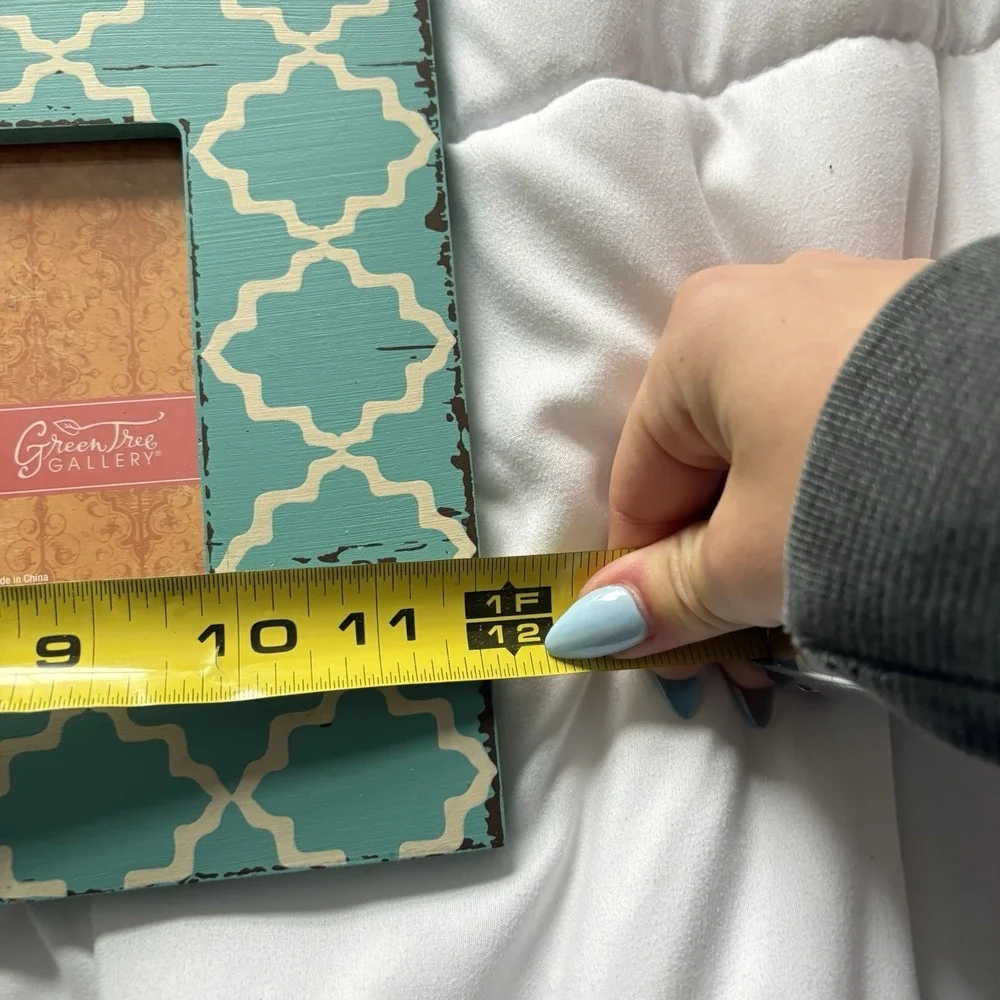 Hobby Lobby Blue Cream Wooden Picture Frame 4x6 Burlap Flowers Country‎ Western
